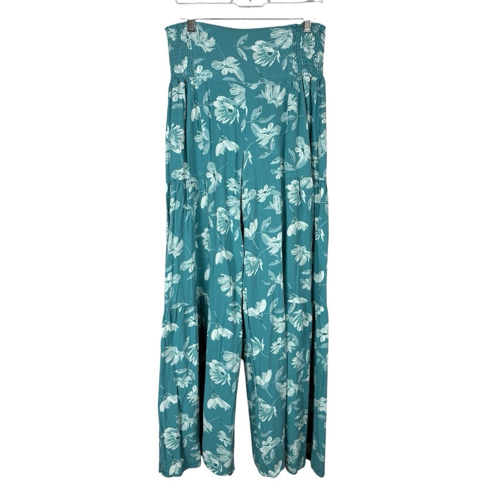 Sincerely Jules Womens Pants Sz M Floral Wide Leg Palazzo Beachy Boho Resort Tea